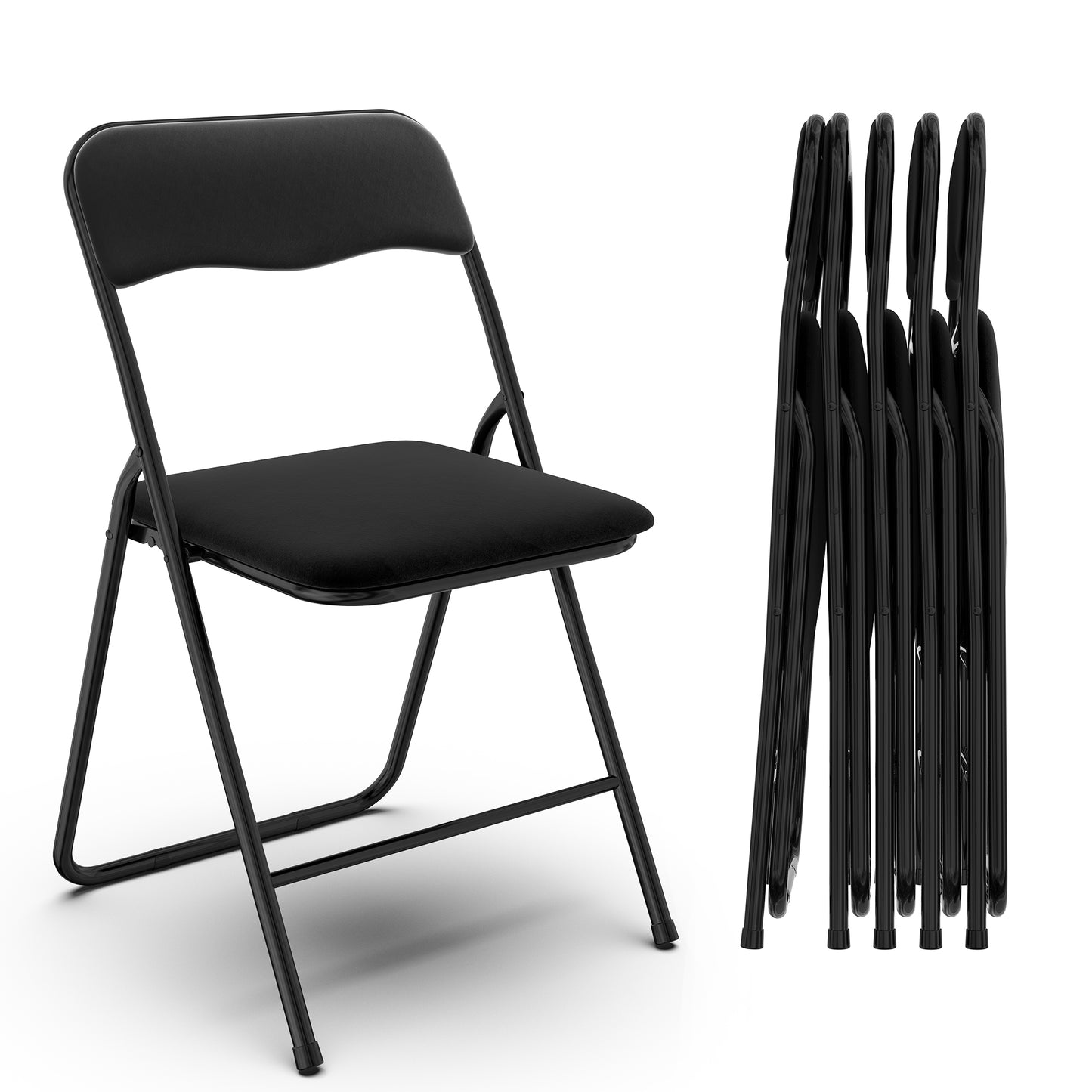 Nefoso 6 Pack Folding Chair with Padded Seats, Portable Metal Foldable Chair for Office Wedding Party, 250lbs Capacity(Pink/Black/Grey)