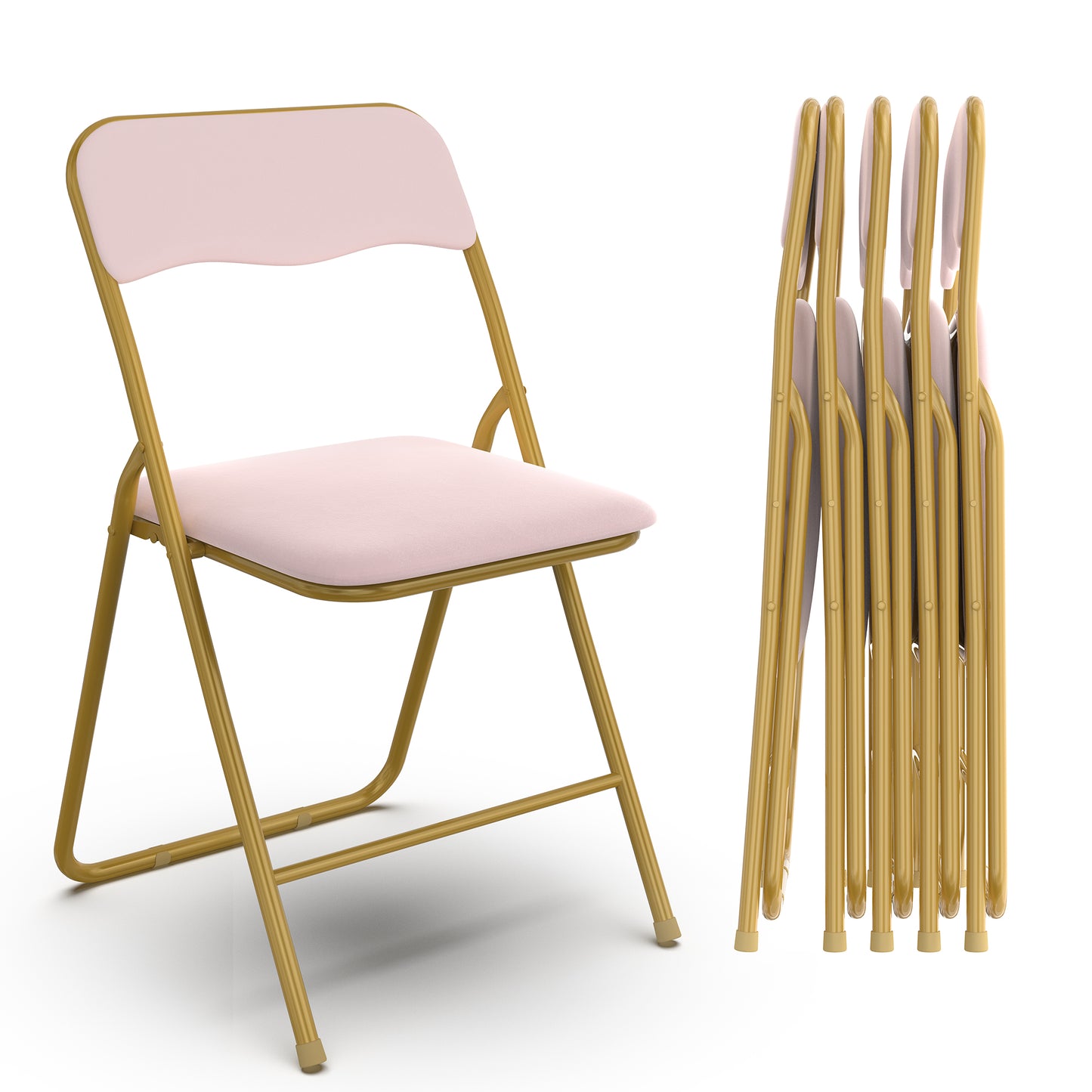 Nefoso 6 Pack Folding Chair with Padded Seats, Portable Metal Foldable Chair for Office Wedding Party, 250lbs Capacity(Pink/Black/Grey)