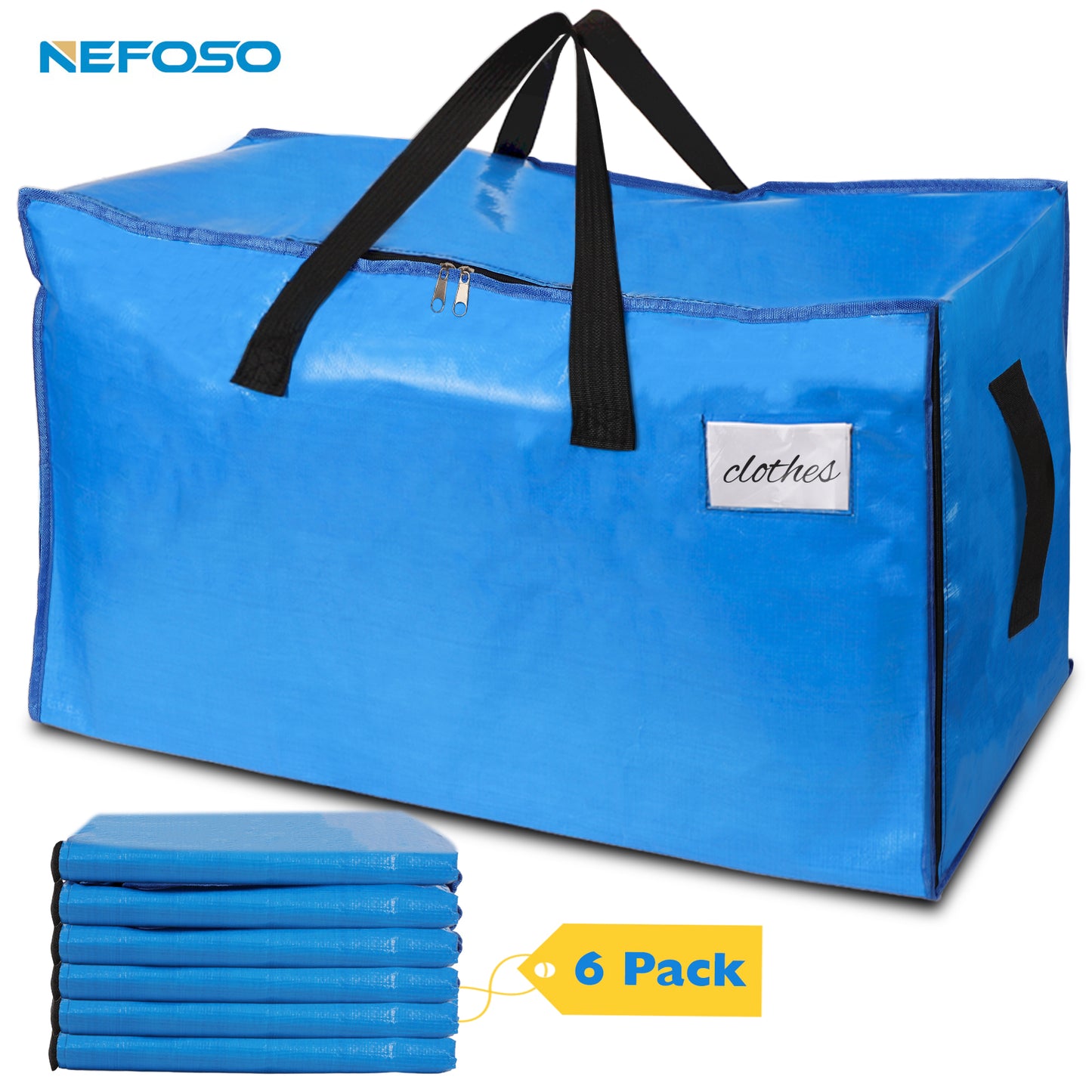 NEFOSO Storage Moving Bags, 4/6/8Pcs Large Storage Bags for Clothes, H
