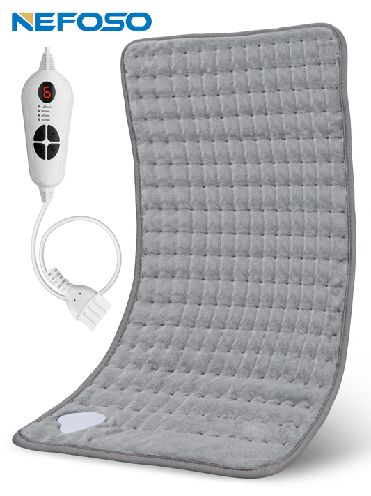 NEFOSO Heating Pad, 12 x 24 in Electric Heating Pads, Hot Heated Pad for Back Pain Muscle Pain Relieve, Dry & Moist Heat Therapy Option, Auto Shut Off Function (Light Gray),Christmas Gifts