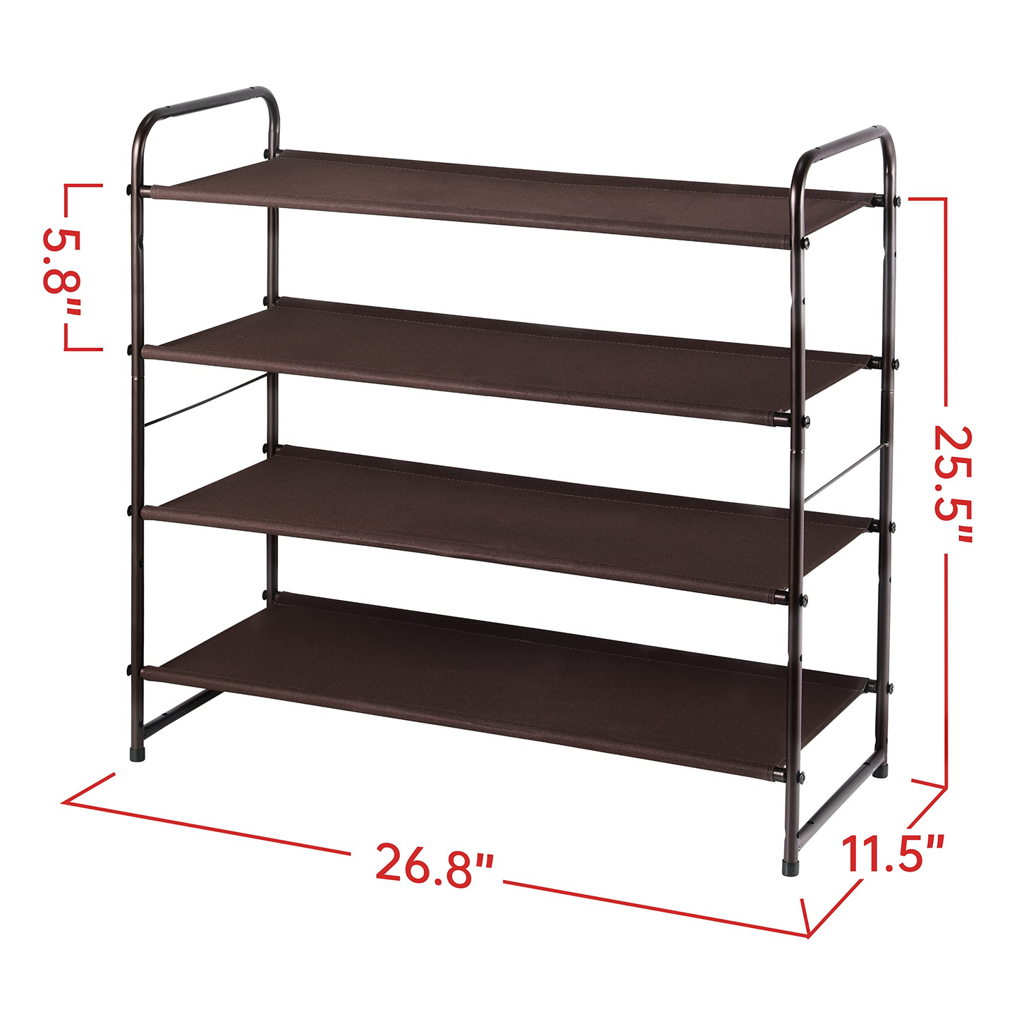 NEFOSO Shoe Rack Shoe Organizer Oxford Fabric with Double Row Side Pockets Adjustable Stackable and Expandable Shoe Rack for Closet Entrance Bedroom, Brown