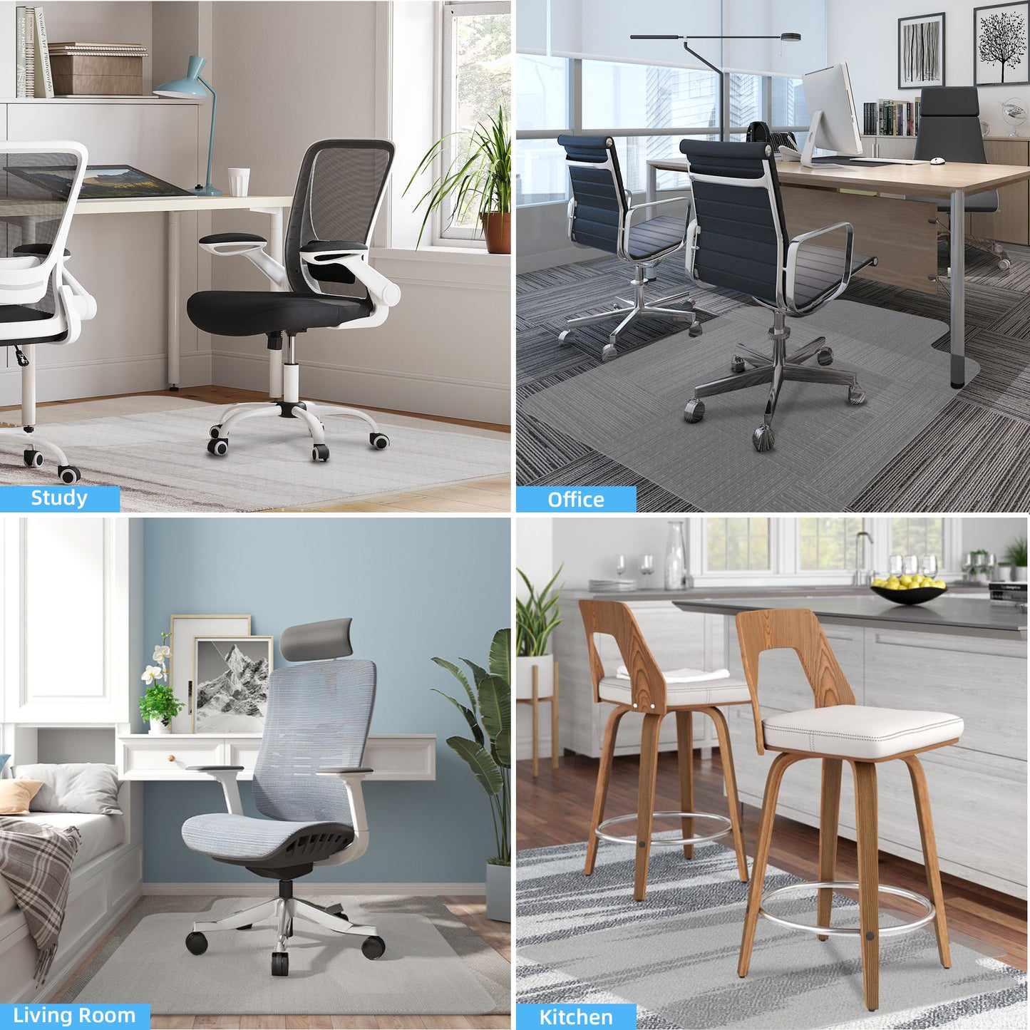 NEFOSO Chair Mat for Carpet, 36 x 48 inch Home Office Chair PVC Floor Mat with Lip (Transparent )