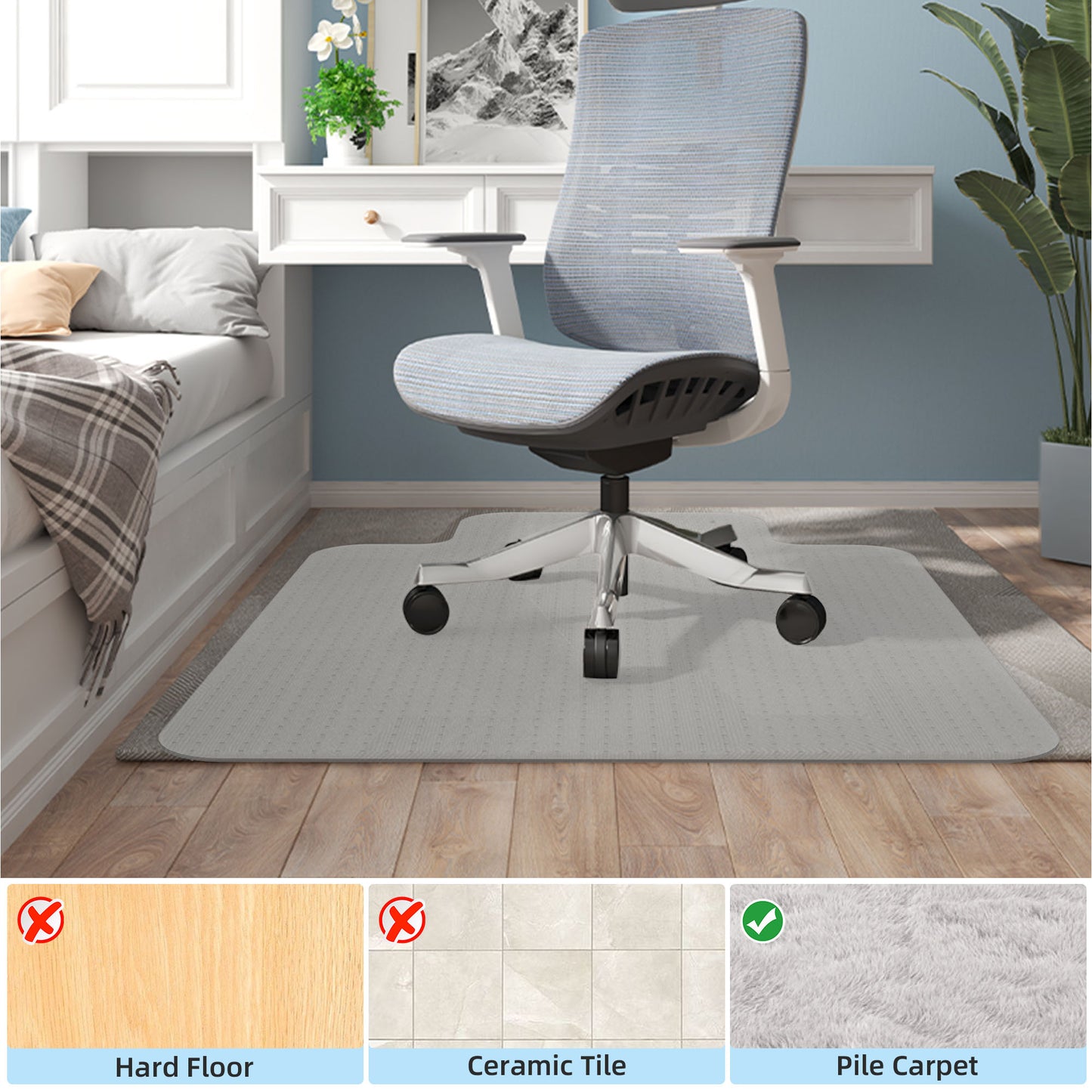 NEFOSO Chair Mat for Carpet, 36 x 48 inch Home Office Chair PVC Floor Mat with Lip (Transparent )